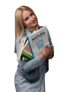 Maja Błaszczyk trzymająca zbiór zadań maturalnych z matematyki
