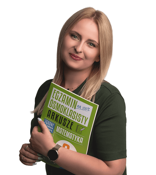 Maja Błaszczyk — korepetytorka matematyki trzyma książkę do matematyki